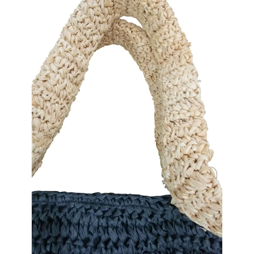 Sonoma‎ Goods For Life Woven Straw Tote Bag Grey Tan Beach Shoulder Bag Boho